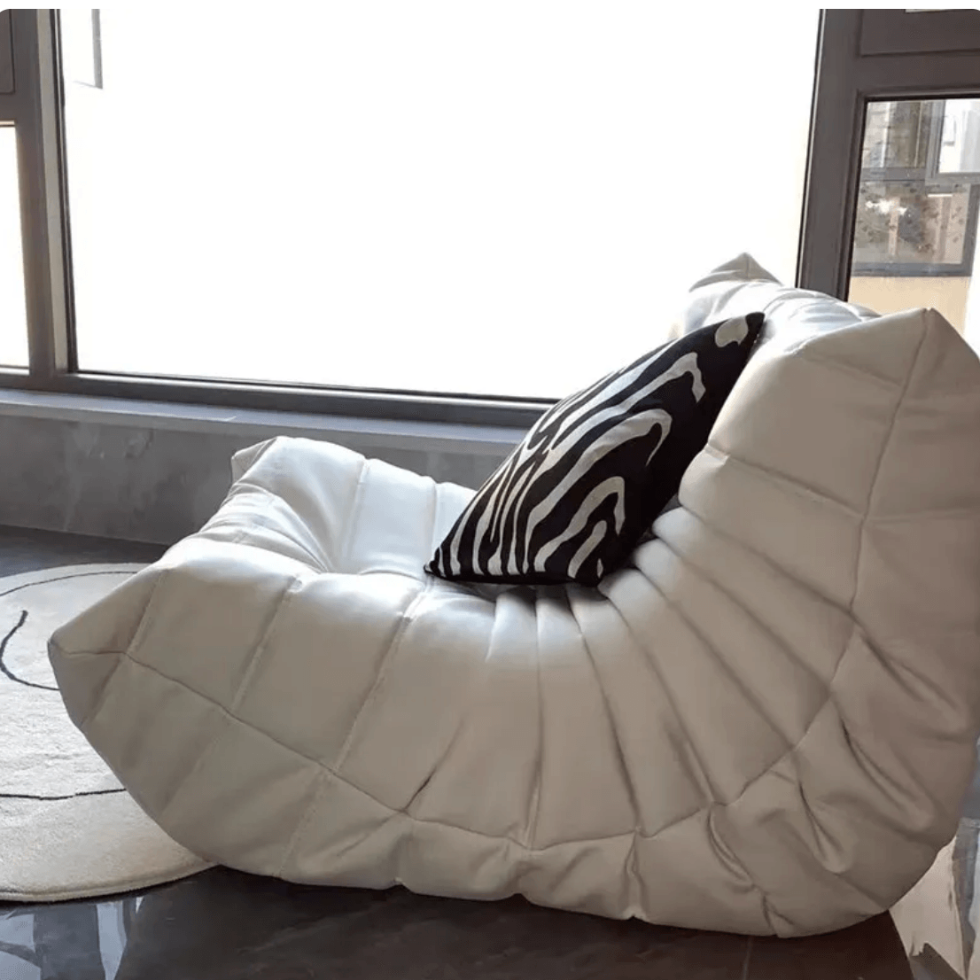 Classic Armless Lazy Lounge Chair - White Vegan Leather