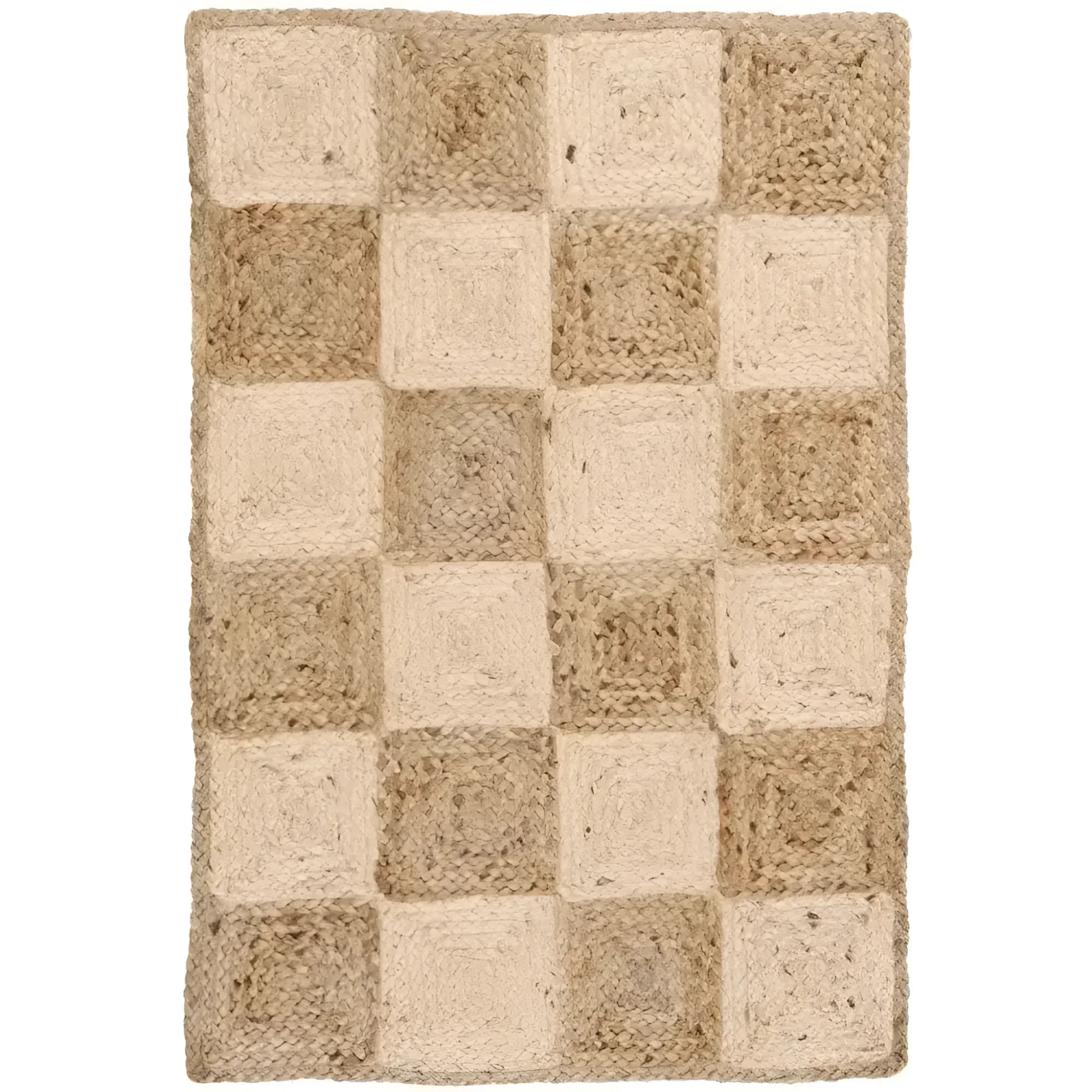 Classic Checker Jute Rug Natural Color | Handmade – MAIA HOMES