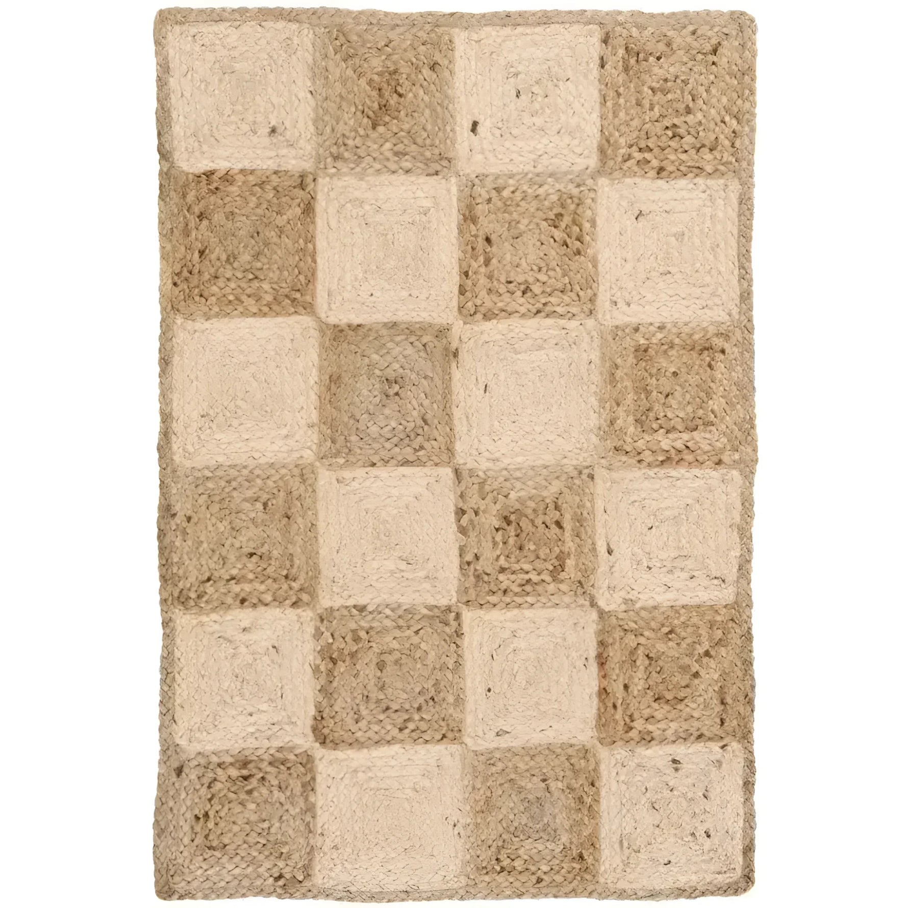 A beautiful Classic Checker Jute Rug in natural color, ideal for transforming your living space. This large area rug features a charming checkerboard pattern, making it perfect for living rooms. The natural tones of the jute material offer a cozy and earthy vibe, fitting well as an 8x10 rug.