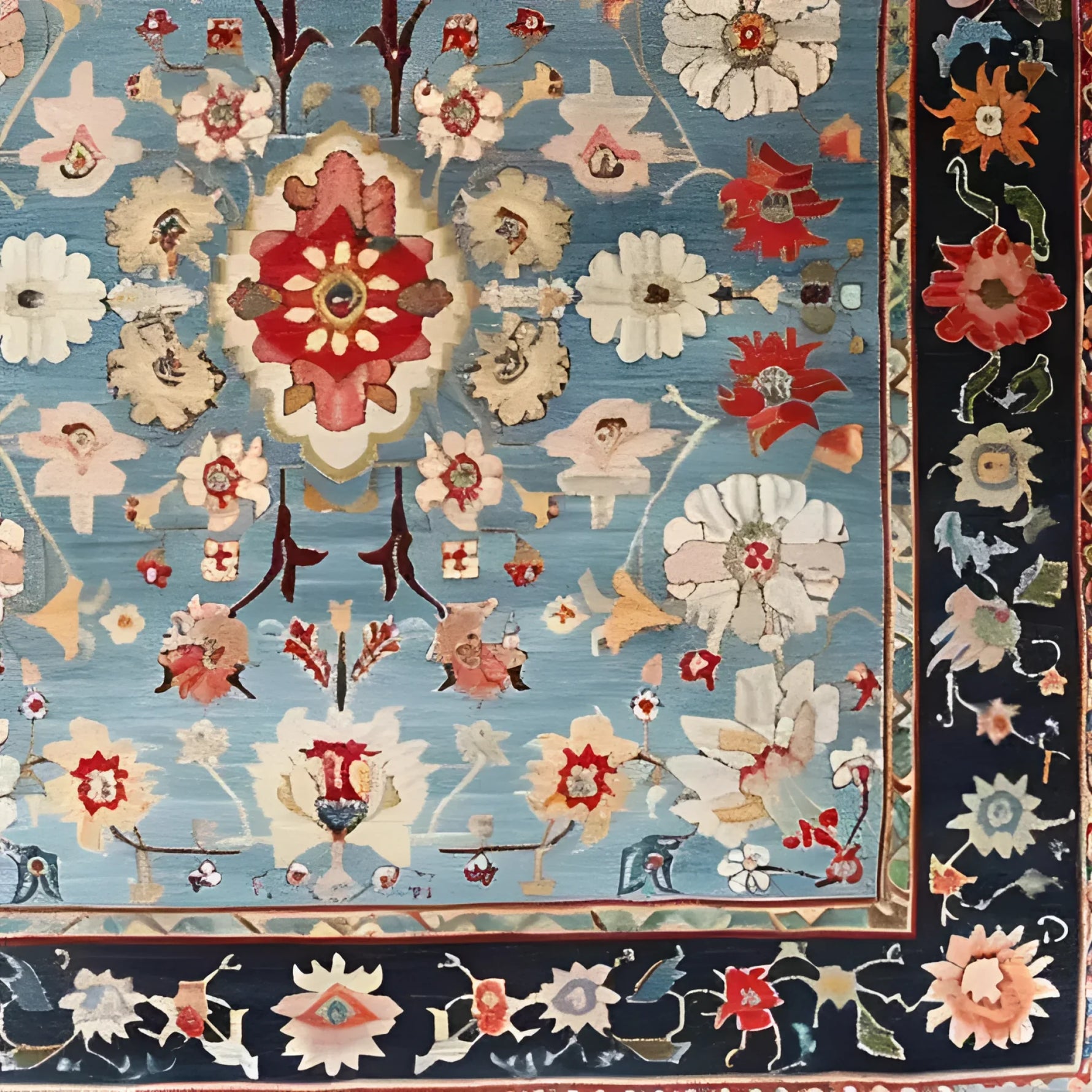 A beautifully detailed Classic Flower Vine Hand Knotted Area Rug, showcasing an intricate floral design in rich colors. Ideal for enhancing the elegance of a dining room or living room, this wool rug captures the essence of Persian rugs with its traditional craftsmanship.