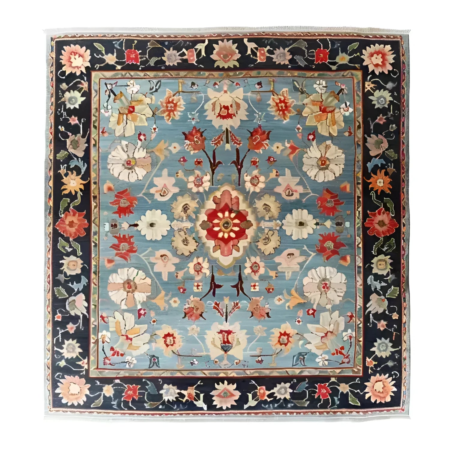 Classic Flower Vine Hand Knotted Area Rug, an exquisite piece showcasing timeless floral artistry. Its delicate vine patterns and expert craftsmanship bring a sense of elegance and tradition to any room.