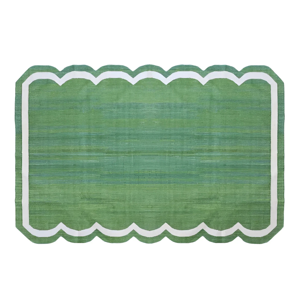 Classic Green Scallop Cotton Rug
