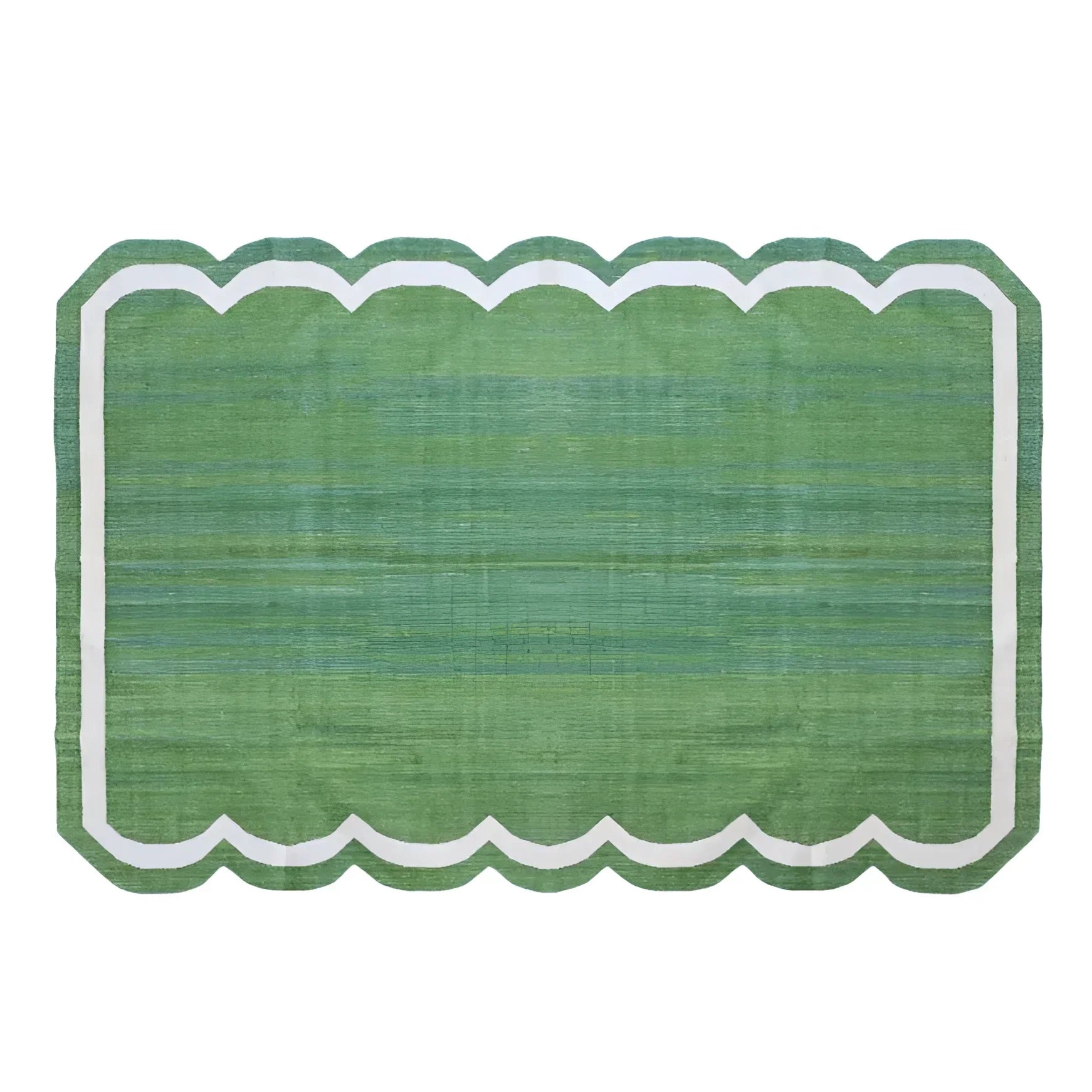Classic Green Scallop Cotton Rug