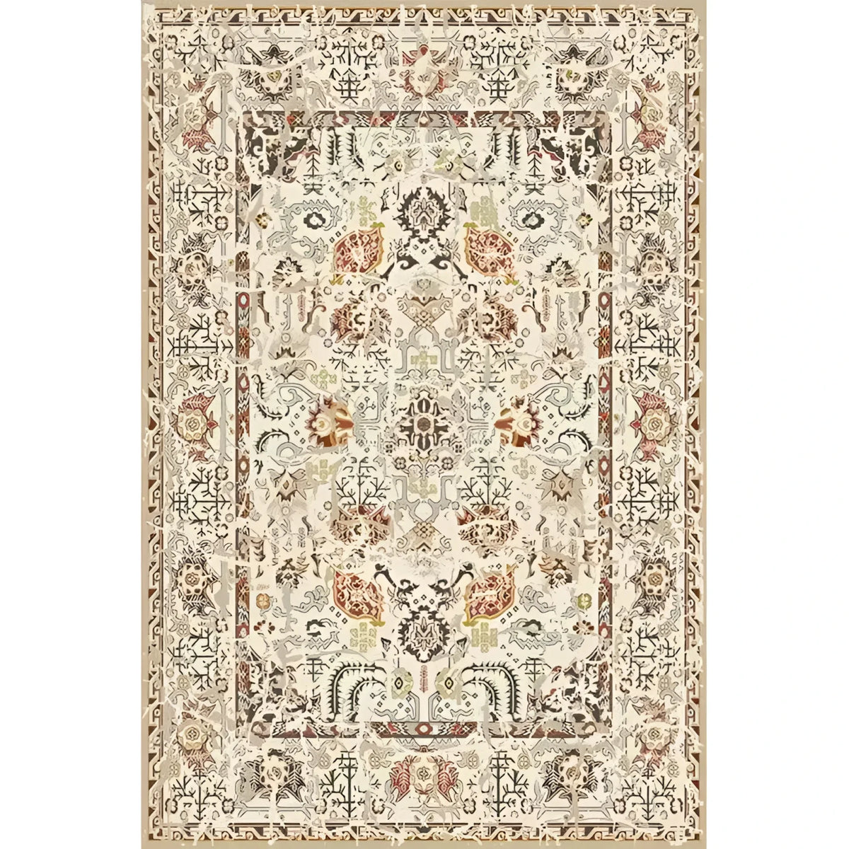 Elegant Classic Maia Traditional Printed Area Rug featuring intricate patterns in warm tones, perfect for enhancing the ambiance of a living room or office space.