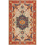 Classic Maia Traditional Printed Area Rug featuring an intricate floral pattern with vibrant colors, perfect for adding elegance to your living room or office space.