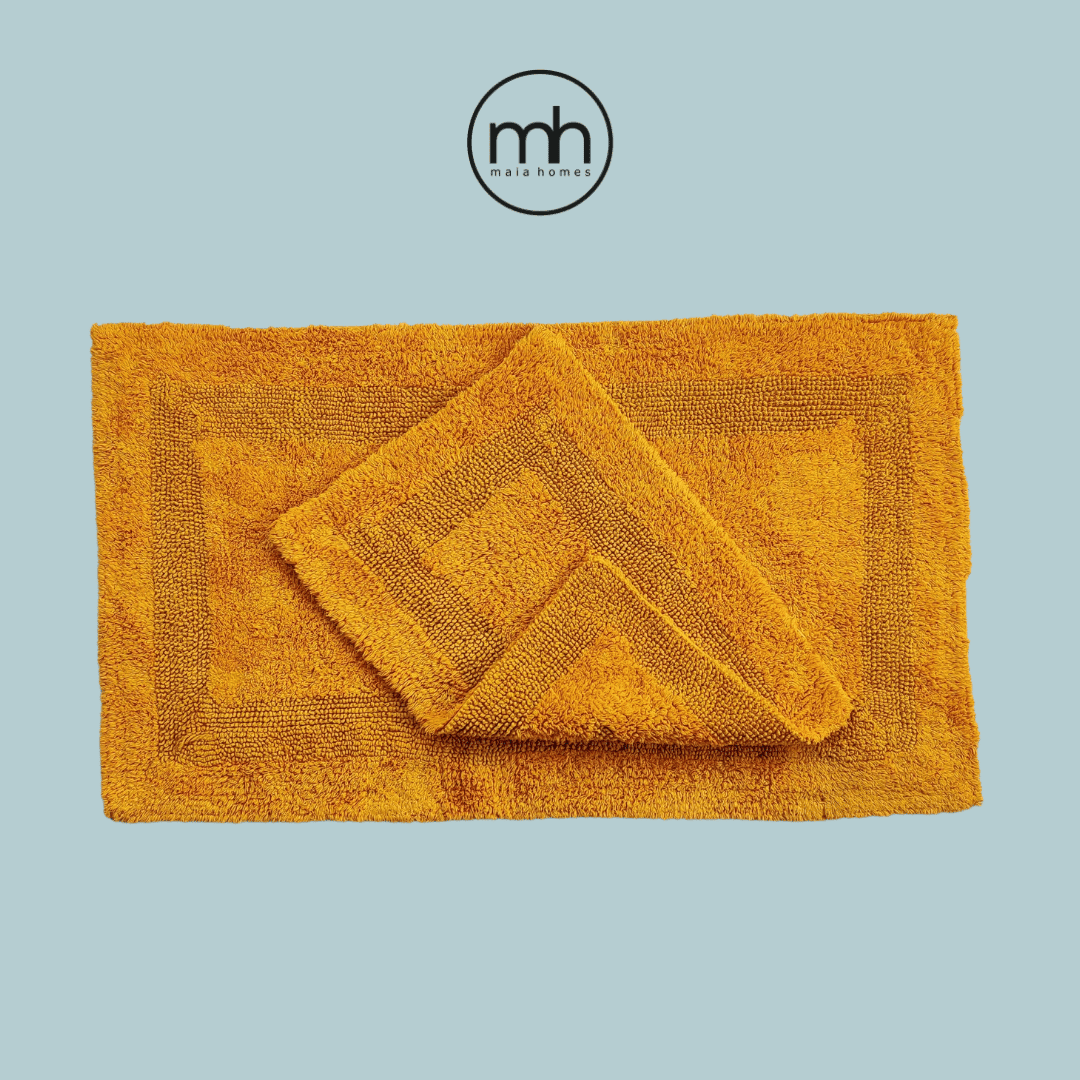 Classic Reversible Cotton Bath Mat Set - Mustard