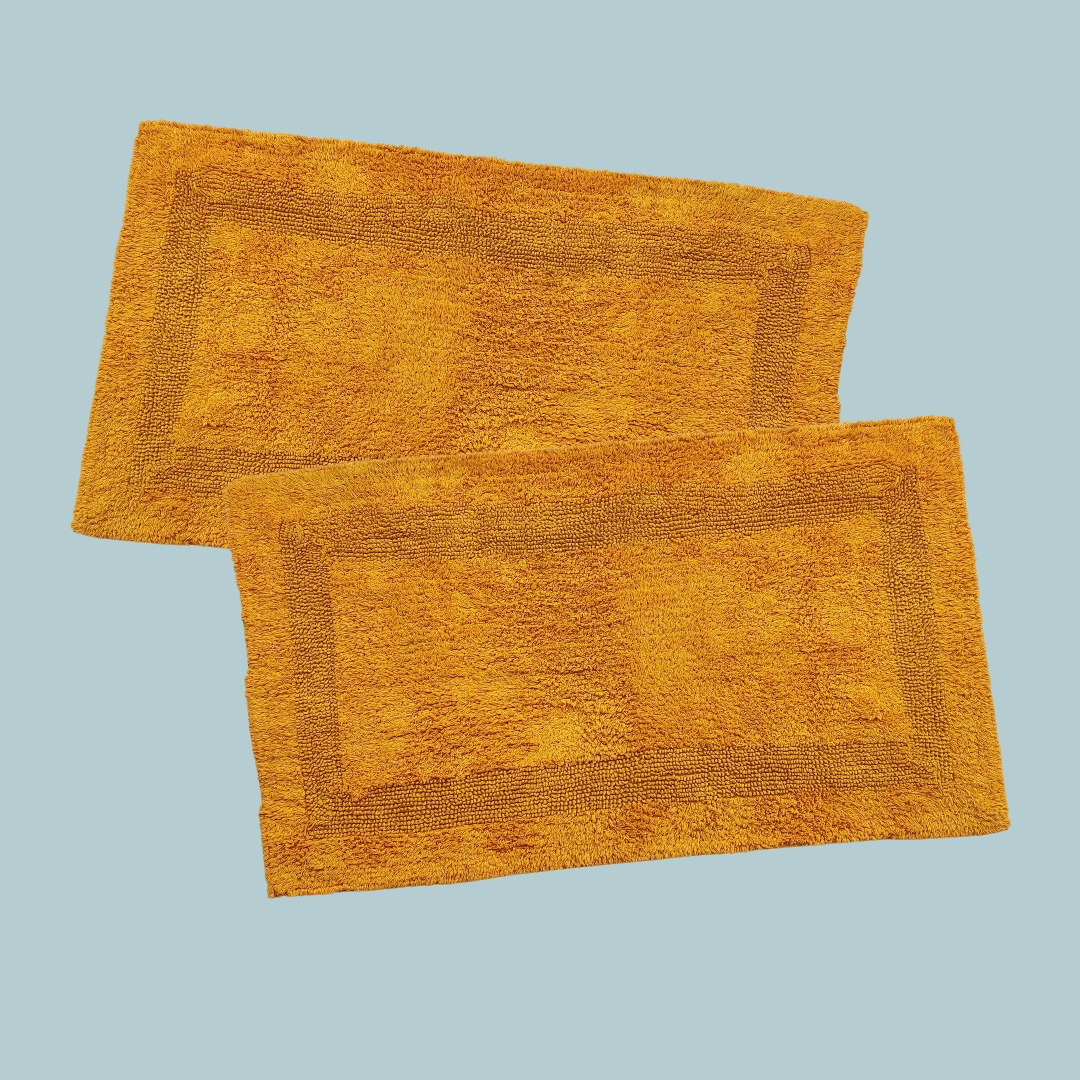 Classic Reversible Cotton Bath Mat Set - Mustard