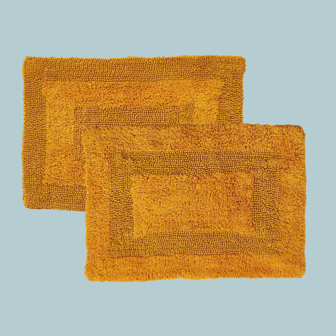 Classic Reversible Cotton Bath Mat Set - Mustard