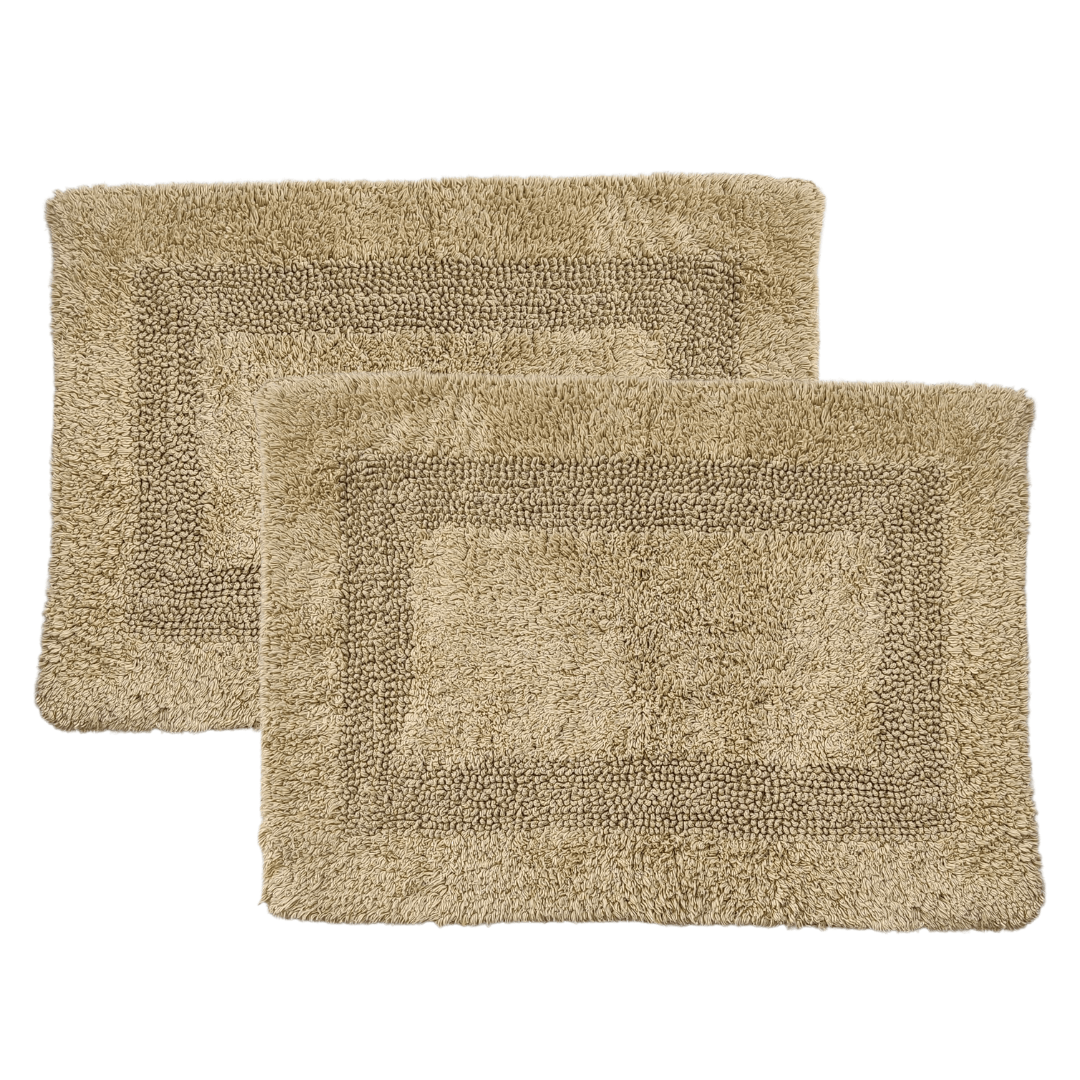 Classic Reversible Cotton Bath Mat Set - Taupe Pack of 2 - S 17" x 25"