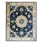 Elegant Classic Serenity Hand-Tufted Area Rug with Persian design, perfect for office or living room. This 8x10 wool rug features intricate floral patterns in soothing blues and creams, ideal as a centerpiece in area rugs for living room settings.