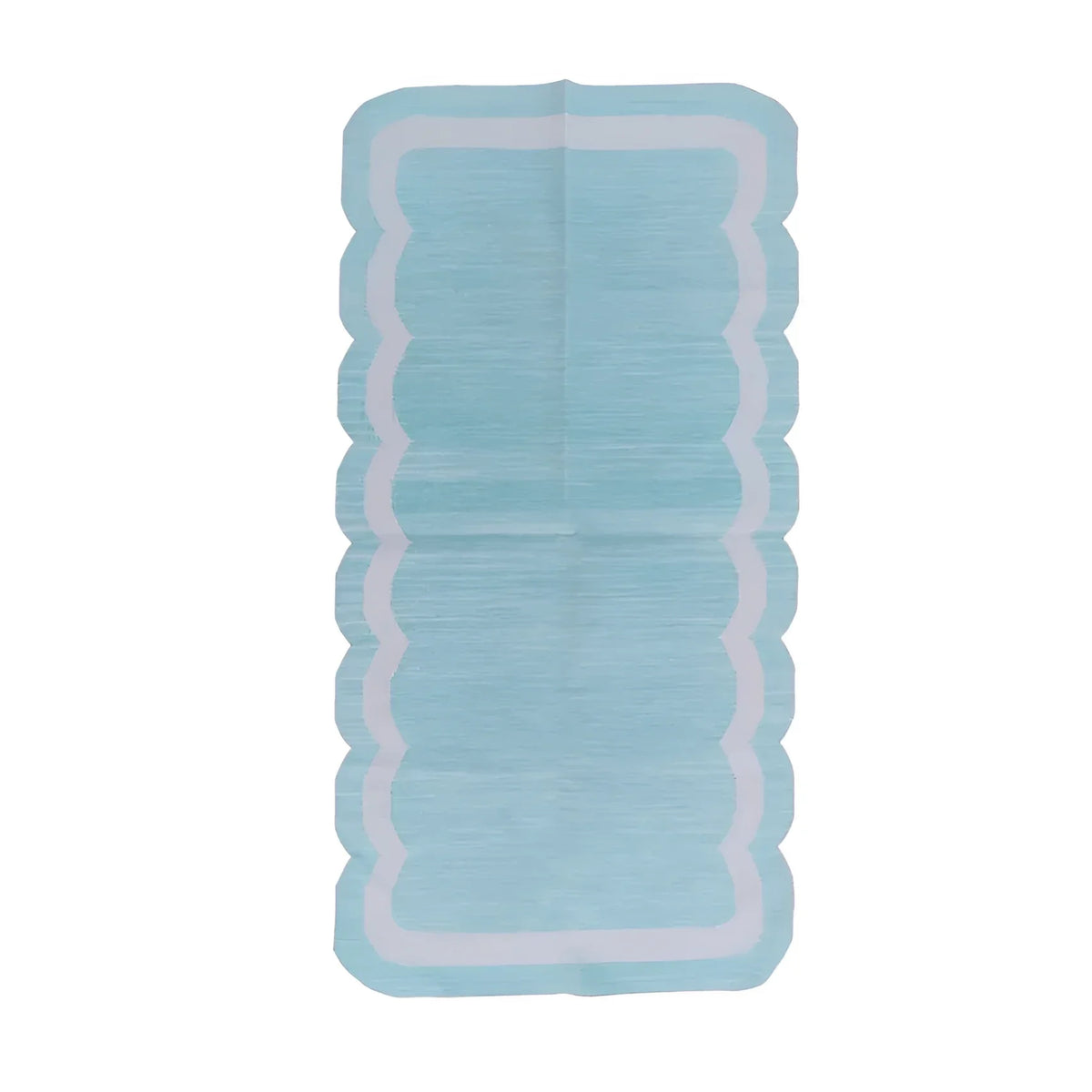 Classic Sky Blue Scallop Cotton Rug