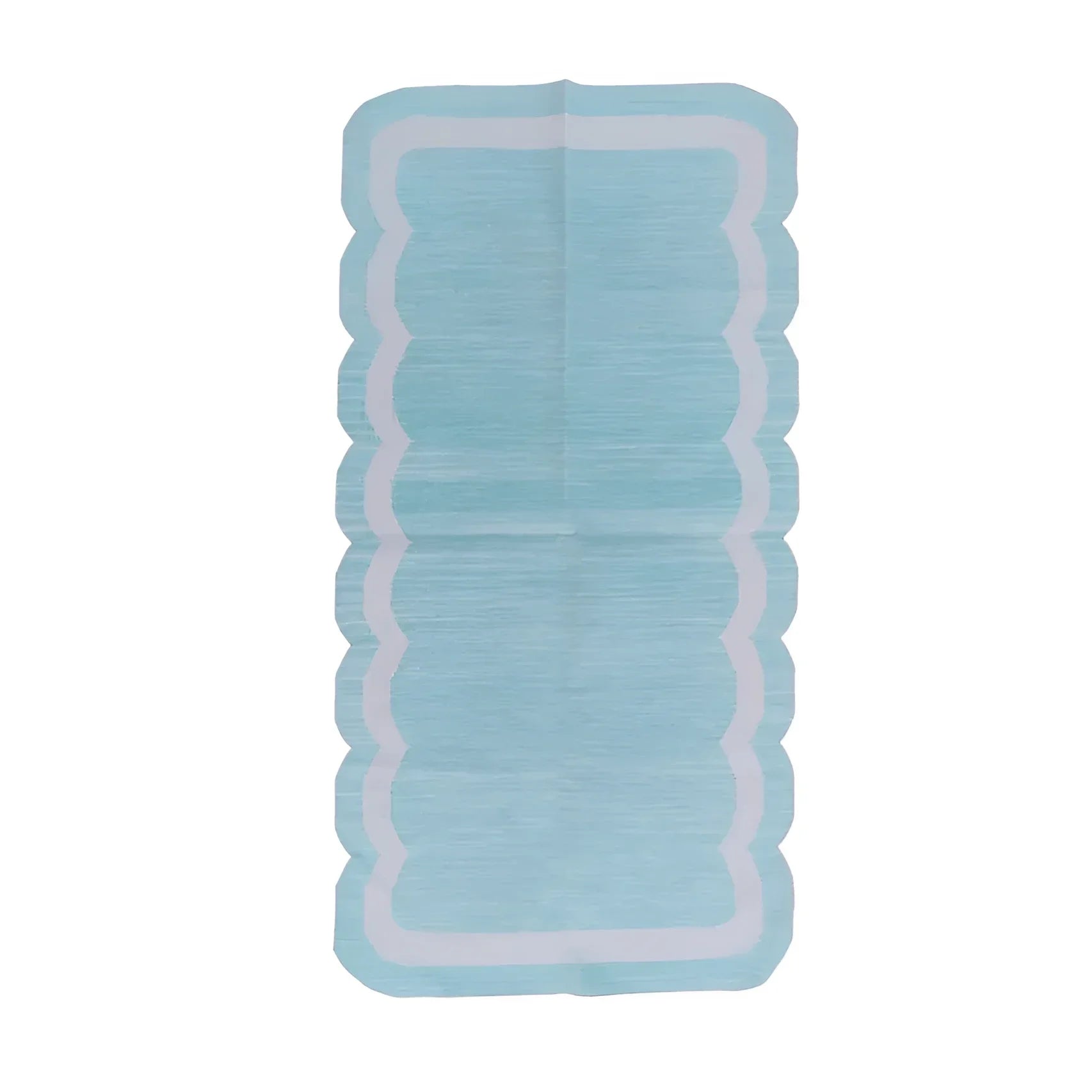 Classic Sky Blue Scallop Cotton Rug