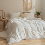 Classic Tassel Microfiber Duvet Cover Set - Taupe