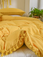 Classic Tassel Microfiber Duvet Cover Set - Yellow