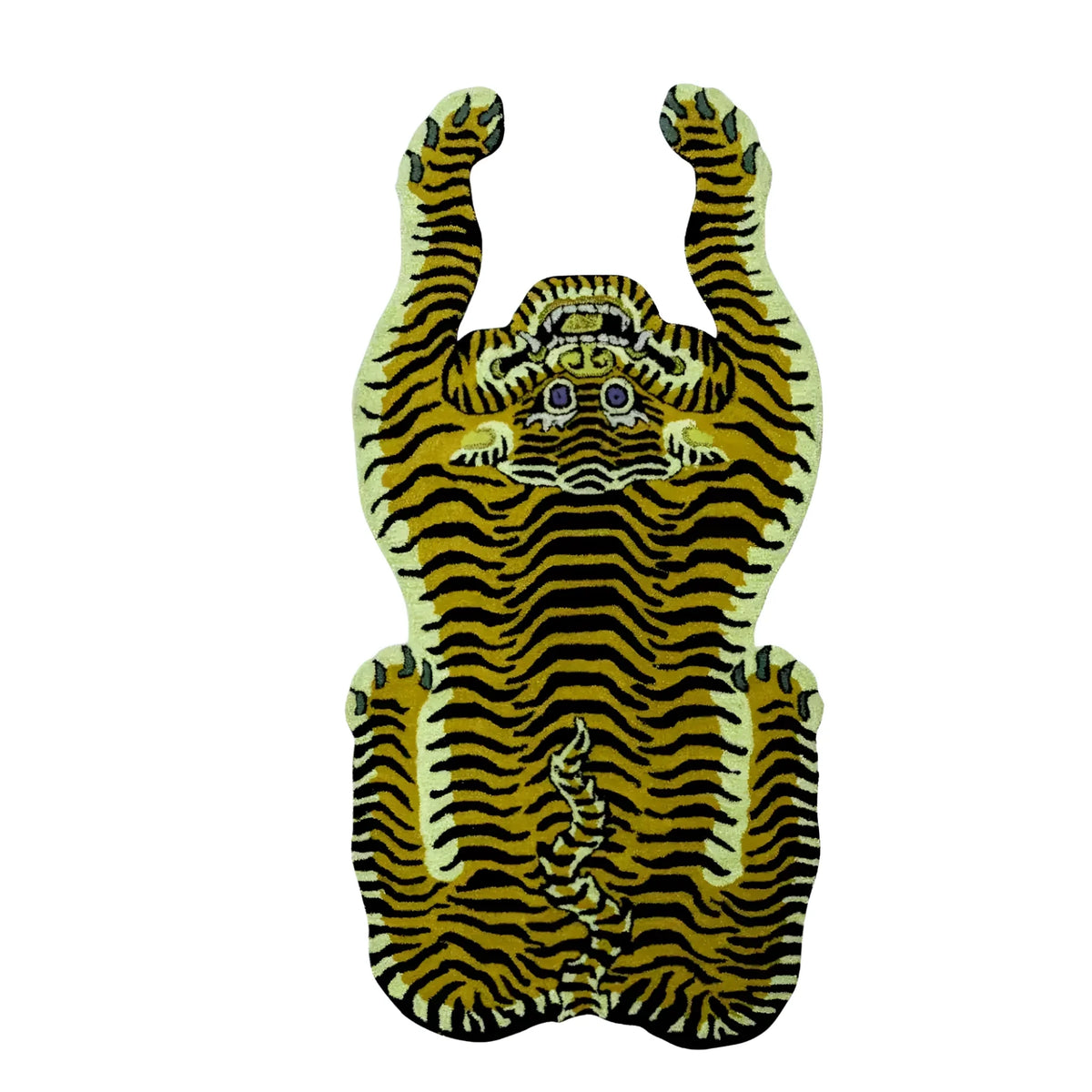 A vibrant wool area rug depicting an abstract tiger design, perfect for adding a bold statement to your office or bedroom. The rug showcases intricate tiger patterns in rich colors, making it an ideal choice for those seeking unique office rugs or bedroom rugs.