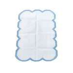 Classic White Scallop Cotton Rug with Blue Border