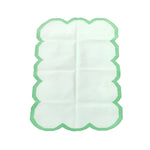 Classic White Scallop Cotton Rug with Green Border
