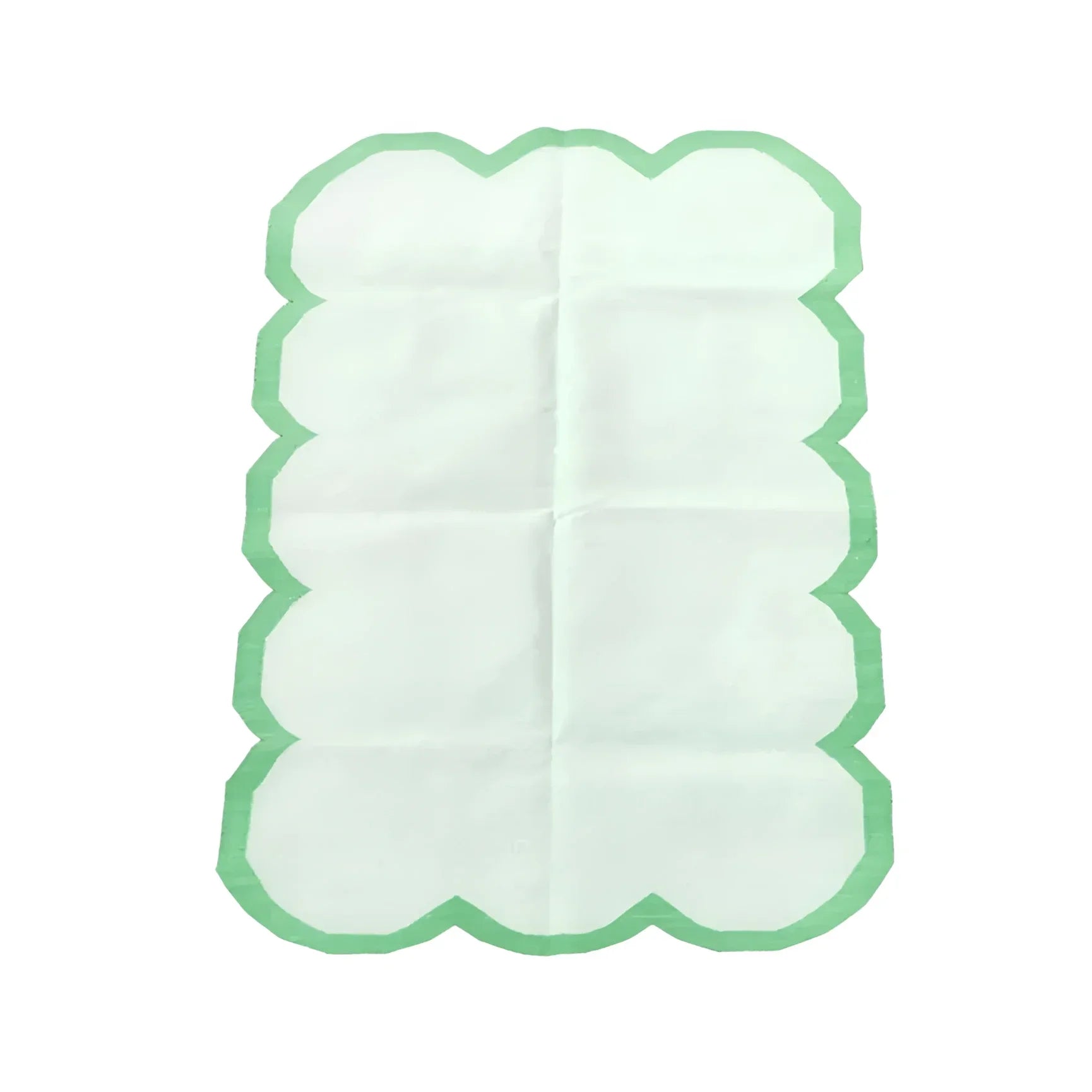 Classic White Scallop Cotton Rug with Green Border