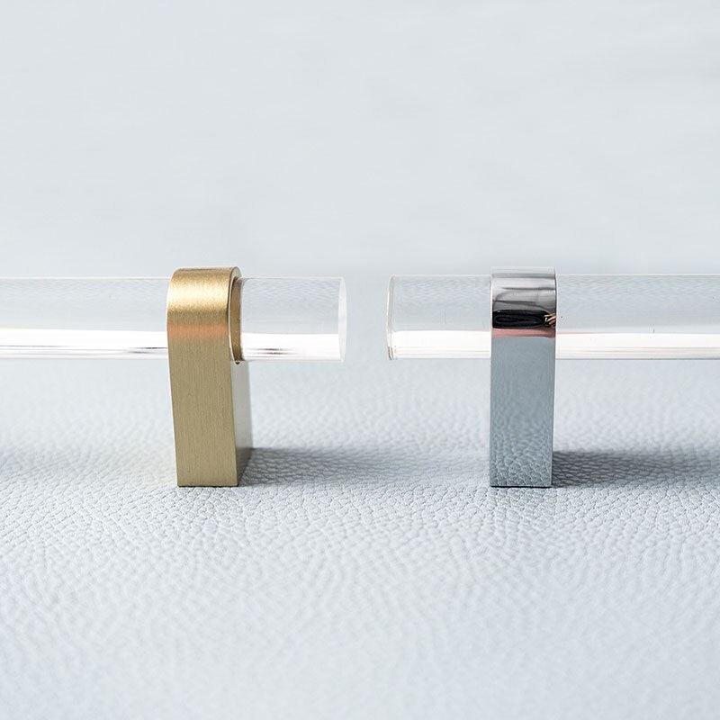 Clear Acrylic Brass Drawer Door Knob Handle