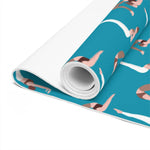 Close-up of the rolled yoga mat end, spiral foam and white underside
