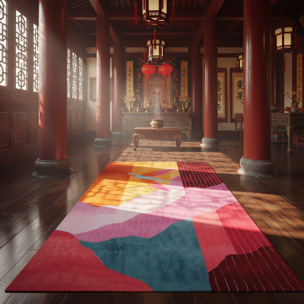chinese temple with red rug