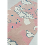 Clouds and Star Pink Sky Hand Tufted Wool Rug