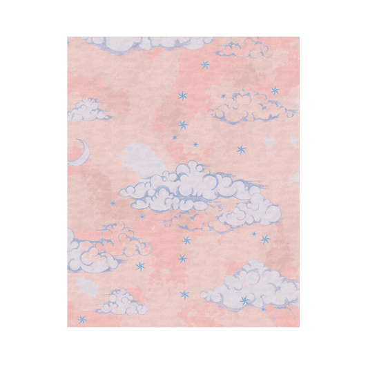 Clouds and Star Pink Sky Hand Tufted Wool Rug - MAIA HOMES