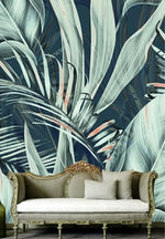 Coconut and Banana Leaves Watercolor Wallpaper