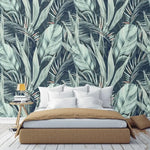 Coconut and Banana Leaves Watercolor Wallpaper