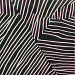 A striking contemporary square area rug featuring a dynamic pattern of black and white lines, creating an abstract, rhythmic design. Perfect for adding a modern touch to living room spaces, this wool rug offers a unique blend of style and comfort.