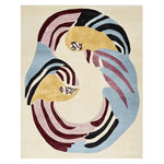 This Coiled Chaos Pair Hand Tufted Rug is a stunning area rug showcasing a contemporary design with abstract patterns in bold colors. Perfect for large living room spaces, this 8x10 wool rug adds a modern and artistic touch to any decor.