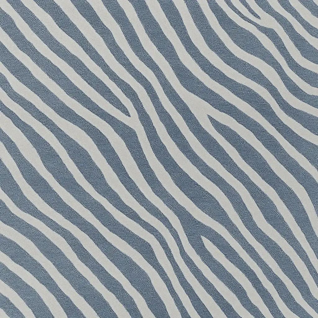 A striking hand-tufted area rug featuring a contemporary design with bold, wavy stripes in blue and white. This wool rug is perfect for adding a modern touch to your living room decor, ideal for an 8x10 space. The abstract pattern creates a sense of movement, making it a standout piece among area rugs for the living room.