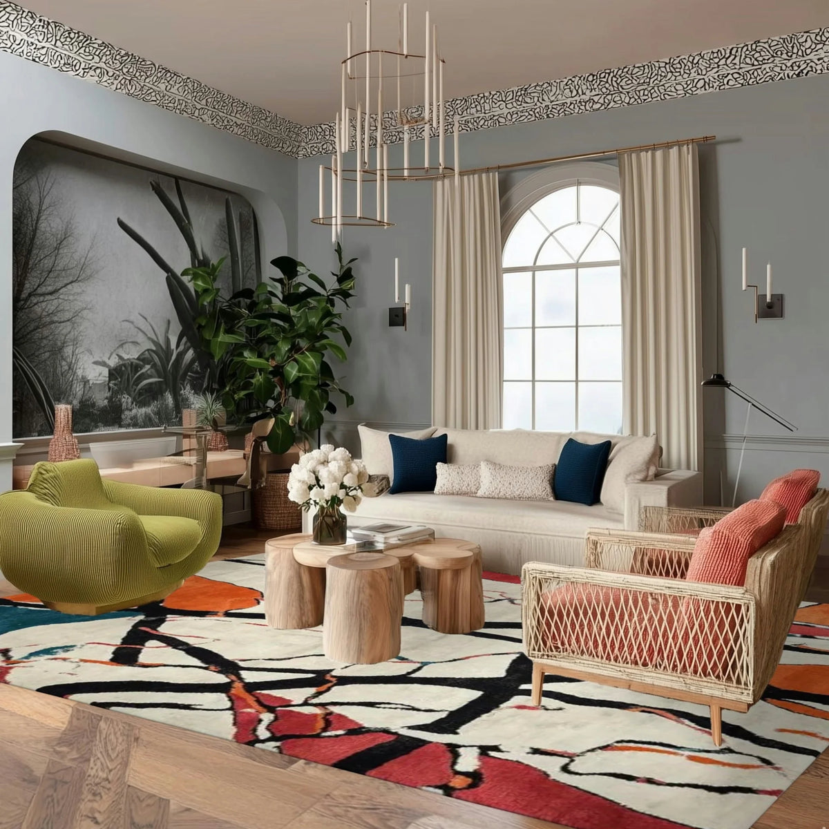 Color Frame Chaos Hand Tufted Rug