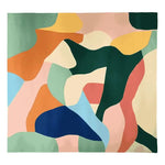 The Color Melt Mirage Hand Tufted Rug is a stunning square area rug featuring a vibrant, abstract pattern with a mix of green, orange, pink, blue, and yellow hues. Perfect for adding a contemporary touch to a large living room, this wool rug offers a soft texture and artistic flair, making it an ideal choice for those seeking unique living room area rugs.