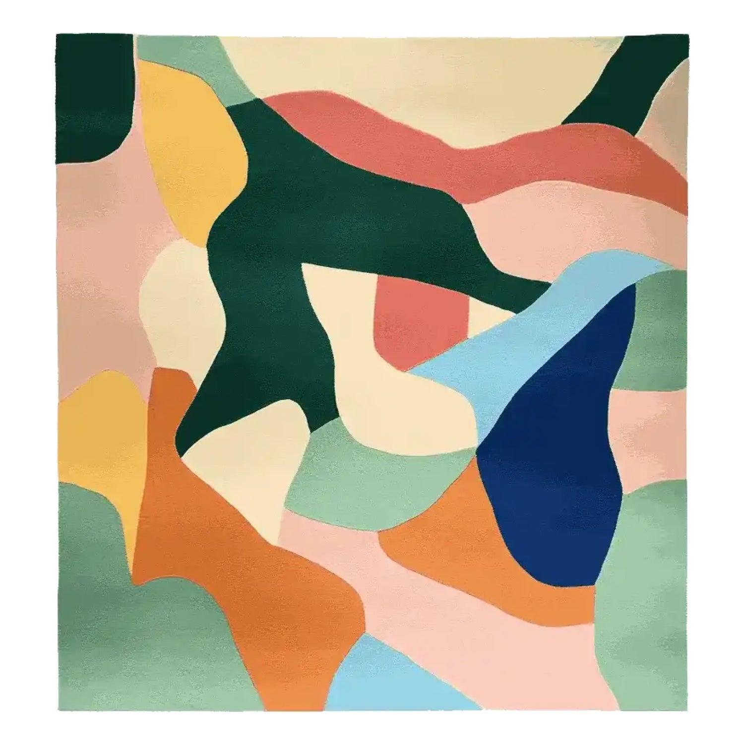 A vibrant, abstract square area rug featuring a Color Melt Mirage pattern. This hand tufted wool rug showcases a mix of bold colors and contemporary design, perfect for large living room spaces.