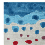 A stunning area rug featuring an abstract design with waves of blue and red hues, perfect for adding a contemporary touch to your living space. This hand-tufted wool rug, ideal for living room rugs 8x10, showcases a unique artistic pattern that enhances any area rugs for living room collection.