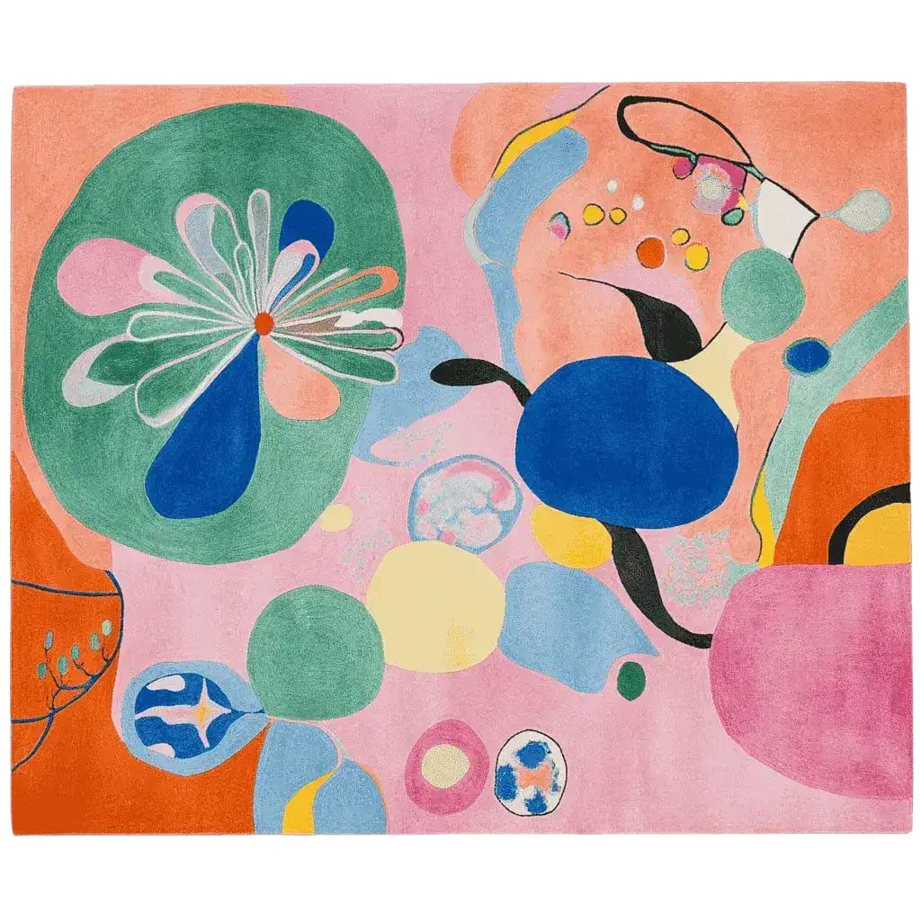 Vibrant Colorburst Flora Dance Hand Tufted Area Rug, showcasing an abstract floral pattern with rich, colorful hues. Perfect for adding a contemporary touch to your living room, this wool rug is an ideal choice for 8x10 living room area rugs.