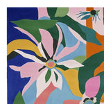 Vibrant abstract design on the Colorburst Petal Reverie Hand Tufted Area Rug, showcasing a unique blend of bold floral and leaf patterns in green, pink, yellow, and blue tones. Ideal as a large living room rug or square rug, this contemporary wool rug adds an artistic touch to any space. Perfect for those seeking stylish square area rugs or living room rugs 8x10.