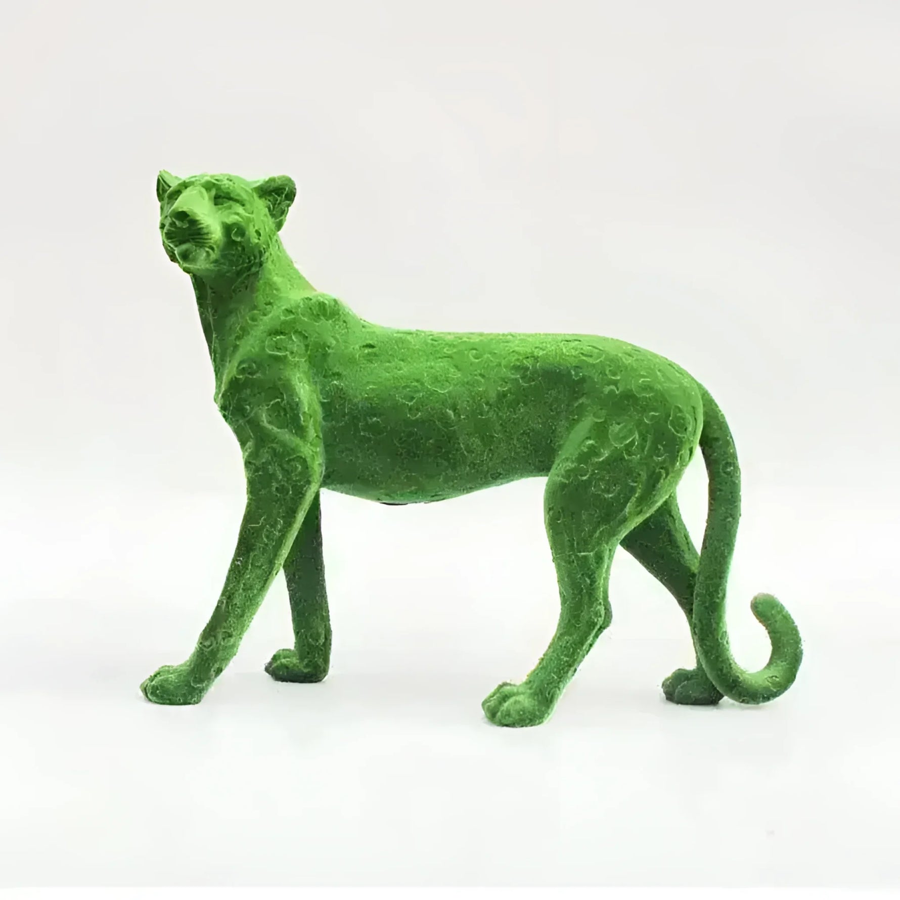 Colored Flocking Cheetah Sculpture green