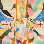 Vibrant and colorful abstract design of a Colorfield Dreamscape Hand Tufted Rug, perfect for adding a contemporary touch to any living room. This square area rug features an array of pastel and bold colors, creating a unique artistic pattern. Ideal as a wool rug for living room rugs 8x10, enhancing your space with its modern and captivating appearance.