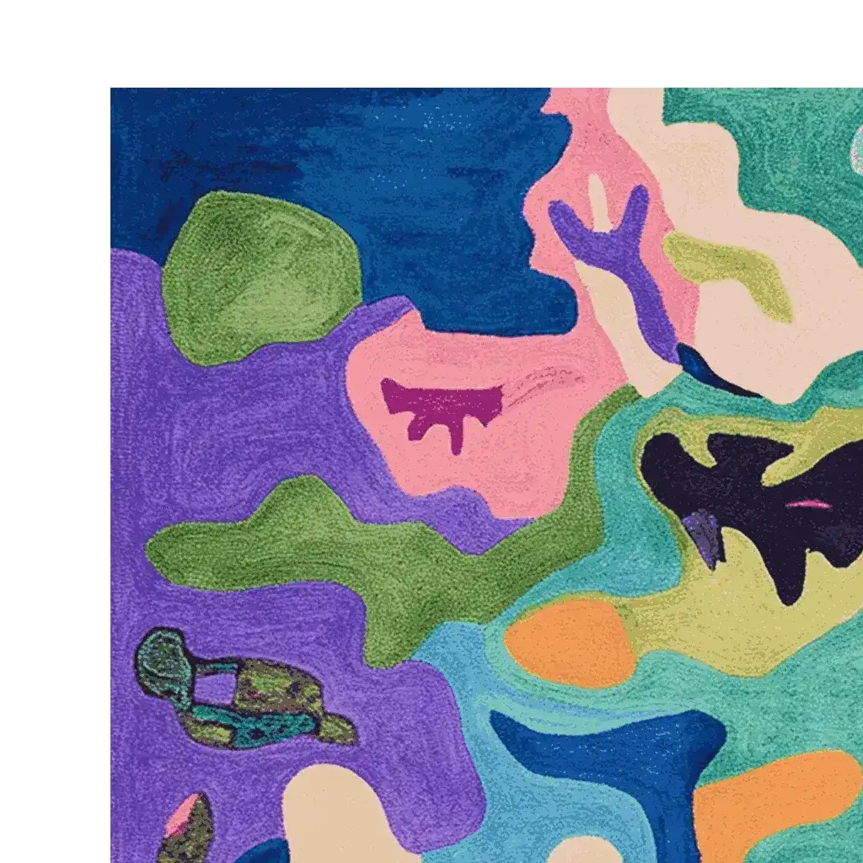 Vibrant Colorstream Dream Hand Tufted Area Rug featuring an abstract design with bold colors like purple, green, and blue. Perfect for adding a contemporary touch to large living room spaces, this wool rug showcases unique patterns ideal for living room area rugs.