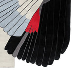 The Concrete Currents Hand Tufted Rug showcases an abstract design with bold black, grey, and red hues, ideal for adding a contemporary touch to large living rooms. This wool area rug combines artistry and function, perfect as a statement piece in any modern home.