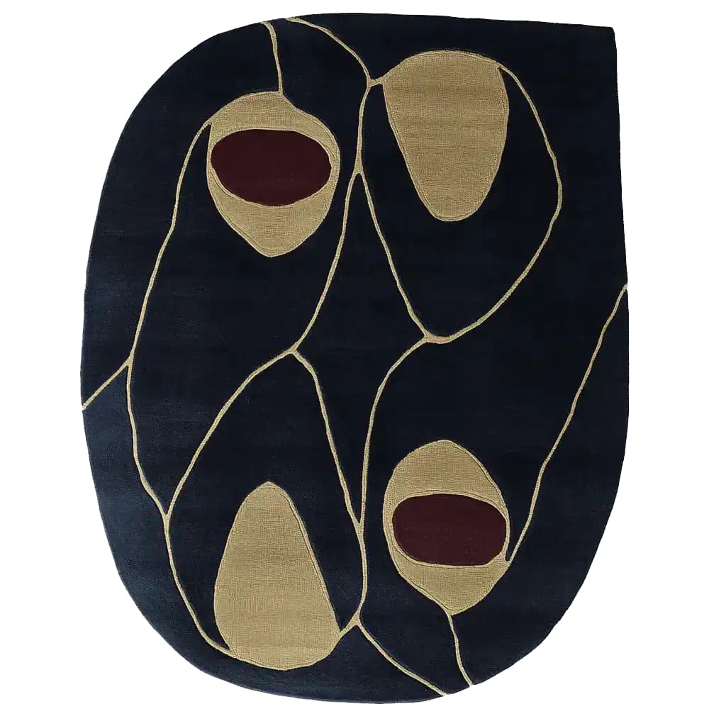 This striking area rug, titled 'Concrete Line Study Hand Tufted Rug', features an abstract design with bold, curved lines and earthy tones. Perfect for large living rooms, this contemporary wool rug adds a touch of sophistication to any space, making it an ideal choice for those seeking rugs for living rooms that blend art with functionality.