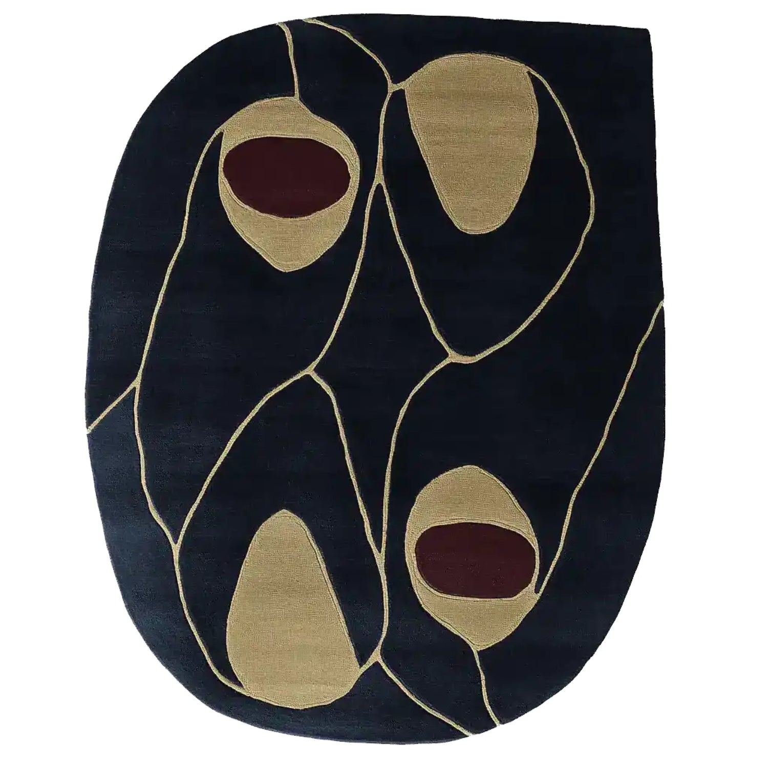 This striking area rug, titled 'Concrete Line Study Hand Tufted Rug', features an abstract design with bold, curved lines and earthy tones. Perfect for large living rooms, this contemporary wool rug adds a touch of sophistication to any space, making it an ideal choice for those seeking rugs for living rooms that blend art with functionality.