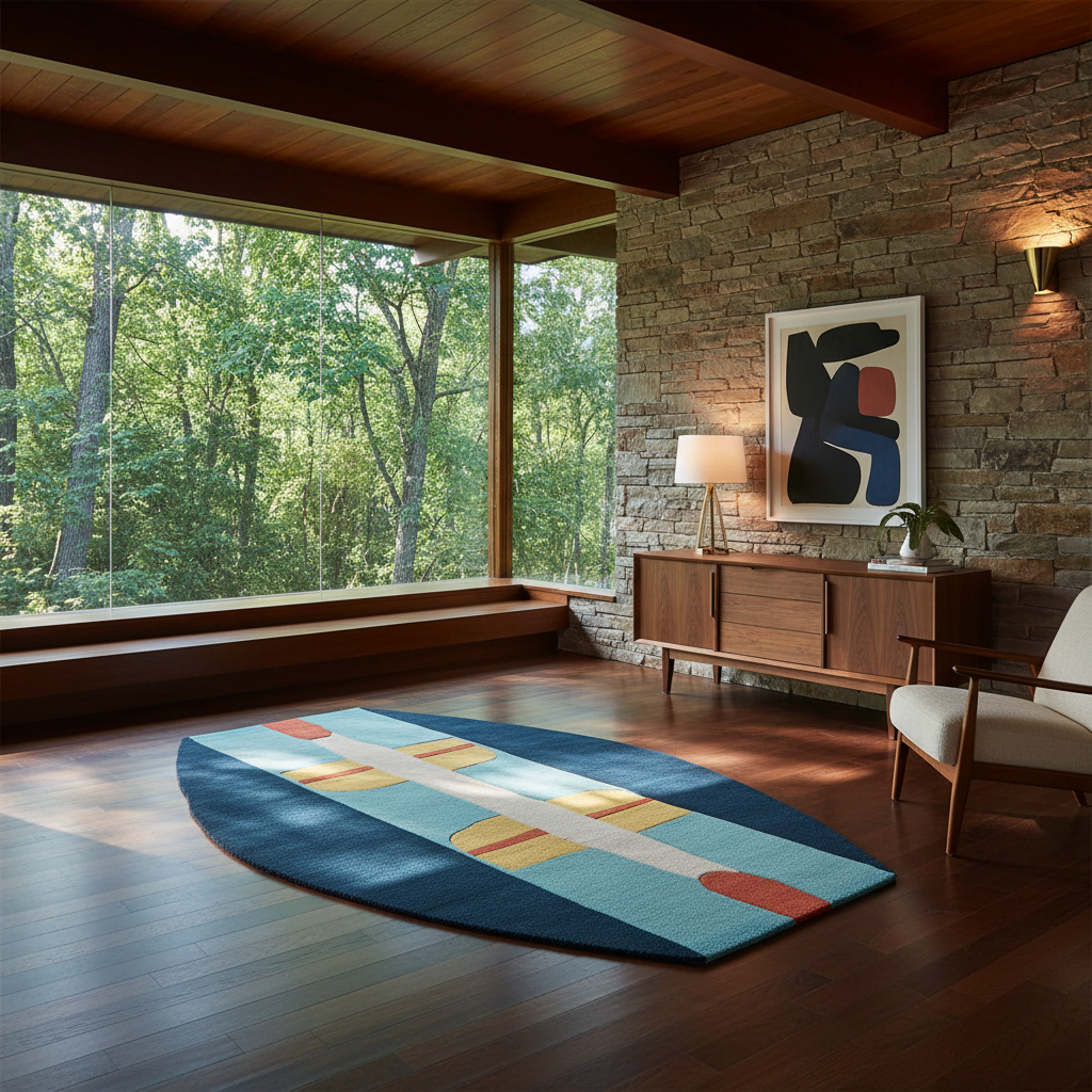 Constructive Contrast Curve Hand Tufted Rug
