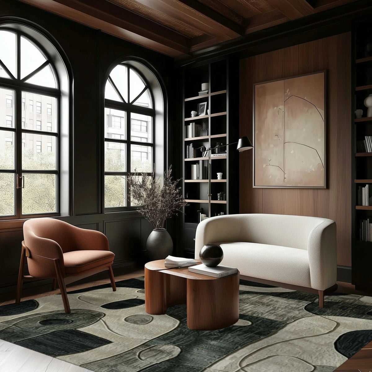 Contemporary Charcoal Hand Tufted Rug 7' - MAIA HOMES