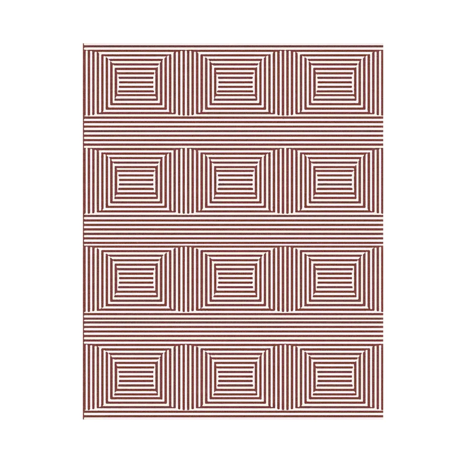 A top view of a Contemporary Eclipse Illusion Hand Tufted Wool Rug in red, showcasing its unique geometric pattern. Ideal for those seeking large area rugs that add a modern touch to living rooms. This wool rug blends style and comfort, making it a perfect choice for living room area rugs.