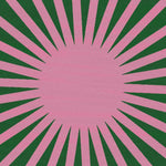 Contemporary area rug with a striking green and pink ray design, perfect for adding a modern touch to your living room. This round hand-tufted wool rug showcases an abstract pattern, ideal for those seeking unique rugs for living room decor.