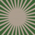 This image showcases a Contemporary Green and Tan Ray Round Hand Tufted Wool Rug, perfect for adding a touch of elegance to any bedroom or living room. The round area rug features a stunning radial design with alternating green and tan rays, making it an ideal choice for those seeking large area rugs or bedroom area rugs that blend style with comfort.