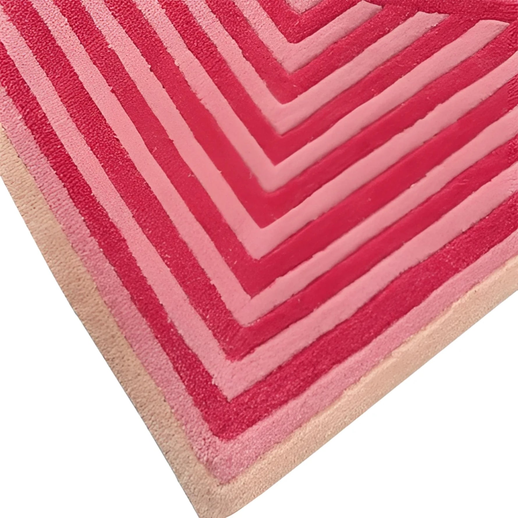Contemporary Hot Pink Geometric Hand Tufted Wool Rug